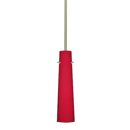 Besa Lighting Camino Stem Pendant, Ruby Matte, Satin Nickel Finish, 1x50W Candelabra 1TT-5674RM-SN